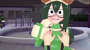 Tsuyu Asui fucking hard in park POV style