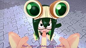 Tsuyu Asui fucking hard in park POV style