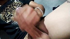 Young Shemale Masturbates Big Cock At Work For Cumshot.