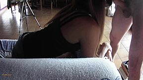 Laura's Miniskirt And Heels Lead To Rough Deepthroat On Sofa