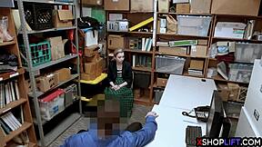 Stealing tiny teen avoids jail with office blowjob 😏