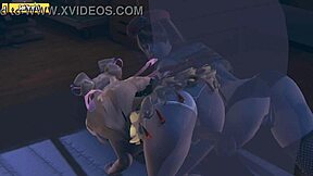 The masseuse fucks the curly pussy roughly.