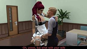 Husband Cheats Roughly With Young Maid Bent Over Desk In Sims 4