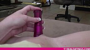 Teen casually fucks her pussy with a dildo at home.