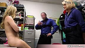 Cute Petite Blonde Teen Shoplifter Caught By Male And Female Guards