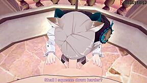 Lynette performs blowjob in Genshin Impact