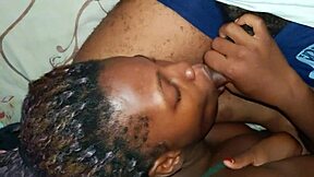 Tongue Action Ebony Slut Deepthroats Boyfriend's Monster Cock. Stepsister's Bed Gets Wild with Jhodez1.