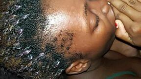 Tongue Action Ebony Slut Deepthroats Boyfriend's Monster Cock. Stepsister's Bed Gets Wild with Jhodez1.