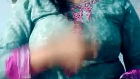 Indian teen satisfies herself on webcam, showing big boobs