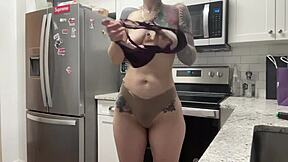 Young 18+ Thug Twerking Her Tattooed Big Ass In Shorts Close Up