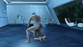 Fallout 4: old man fucks young brunette in anal doggystyle