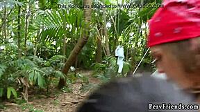 Old Man Eats Teen 18+ Ass During Woods Outing With Dad And Girl In Hardcore 4some Blowjob Action.