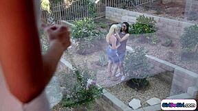 girldogirl com - lesbian couple facesit and trib neighbor with petite 18+ blonde