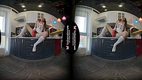 Angel Kriss Enjoys Solo Masturbation In The Kitchen Using VR And Toys