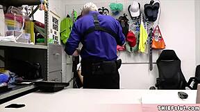 Cute Skinny Shoplifter Chick Faces Horny Mall Cop's Wrath!