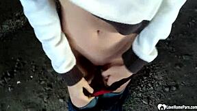 Busty stepsister gets shagged doggystyle in the hood with blowjob