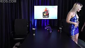 Kyra shows pussy, gets ass licked, kisses presenter