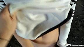 Busty stepsister gets shagged doggystyle in the hood with blowjob