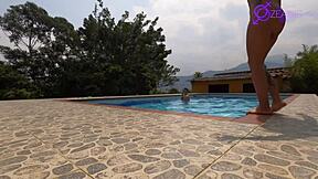 having sex in the pool with my colombian latina friend