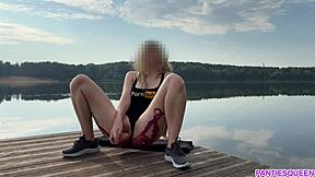 why is that octopus tattooed ass riding a dildo on the lake?