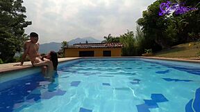 having sex in the pool with my colombian latina friend