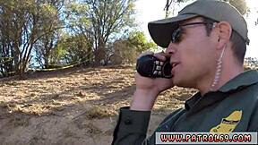 chubby blonde teen with pink hair tattoos gets hardcore anal from border patrol agent outdoors