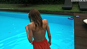 Tiny Hermione Ganger Swims Naked in Pool! So Hot!