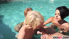 Friends gather for a fun pool party adventure