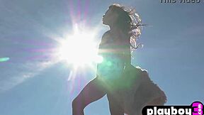 Petite teen model Drew Catherine poses outdoors for Playboy3, showcasing her small tits and perfect body