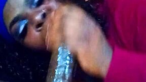 swallow yunia giving sloppy blowjob with deepthroat and face fucking on big black cock in ebony scene