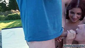 blonde teen 18+ joins outdoor pussy licking orgy with drone filming