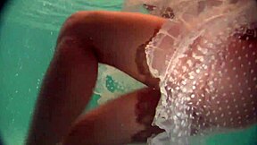 russian naked babe swims and strips in pool