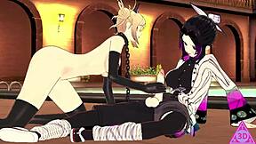 Toga Shinobu futanari gives blowjob and handjob to monster cock!