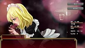 teen with big tits gives blowjob in hentai, reaching orgasm