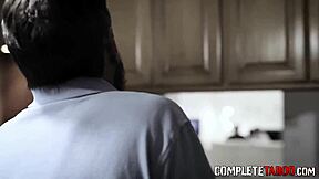 Intense teen titty fucks and sucks old man's cock