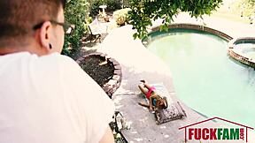 Bree Mitchell begs, don't tell our stepmom about this doggystyle session.