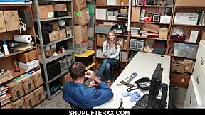 Young blonde shoplifter caught in the act at the store.