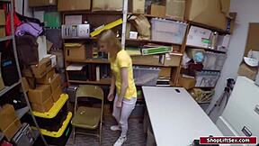 petite shoplifter banging security officer real hard