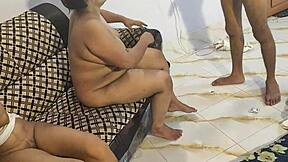 Hanif, Adori, and Nasima dive into first homemade ebony threesome. Watch now.