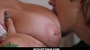 Watch stepbrother fuck his girl? Hot blonde stepsister observes