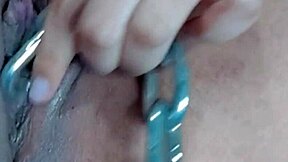 teen 18+ masturbates with chain in bdsm session.
