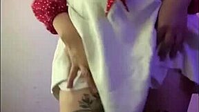 i touch my big tits and ass with a vibrator at home. feeling the homemade pleasure with my tattooed body.