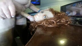 my redhead teen sex doll sucks me off and takes a cumshot