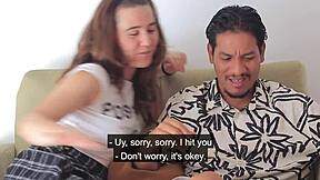 Martina flirts hard with her dad's friend for some fun. She’s got no shame teasing him!