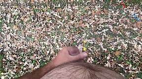 Dirty talking OUTDOORS, then CUMMING hard in naked open air.
