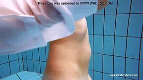 hot brunette lola with big tits bathing in public