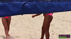 teen 18+ amateur sucking cock at outdoor party in bikini, cumshot coming?