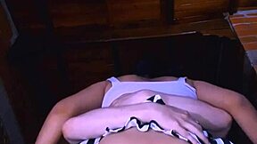 Shy petite latina teen 18+ stepdaughter seduces friend with tempting gaze in apartment for cheating