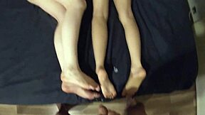 I love cumming on Mel and Sissi's feet during movie night.
