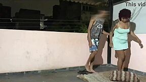 friend's son fucks me on the terrace, moaning quietly so she doesn't hear